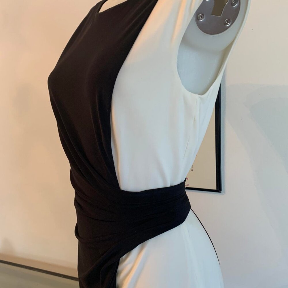 New with tags! Ralph Lauren versatile Dress black/white cascade-drape Size 8 - Picture 8 of 12